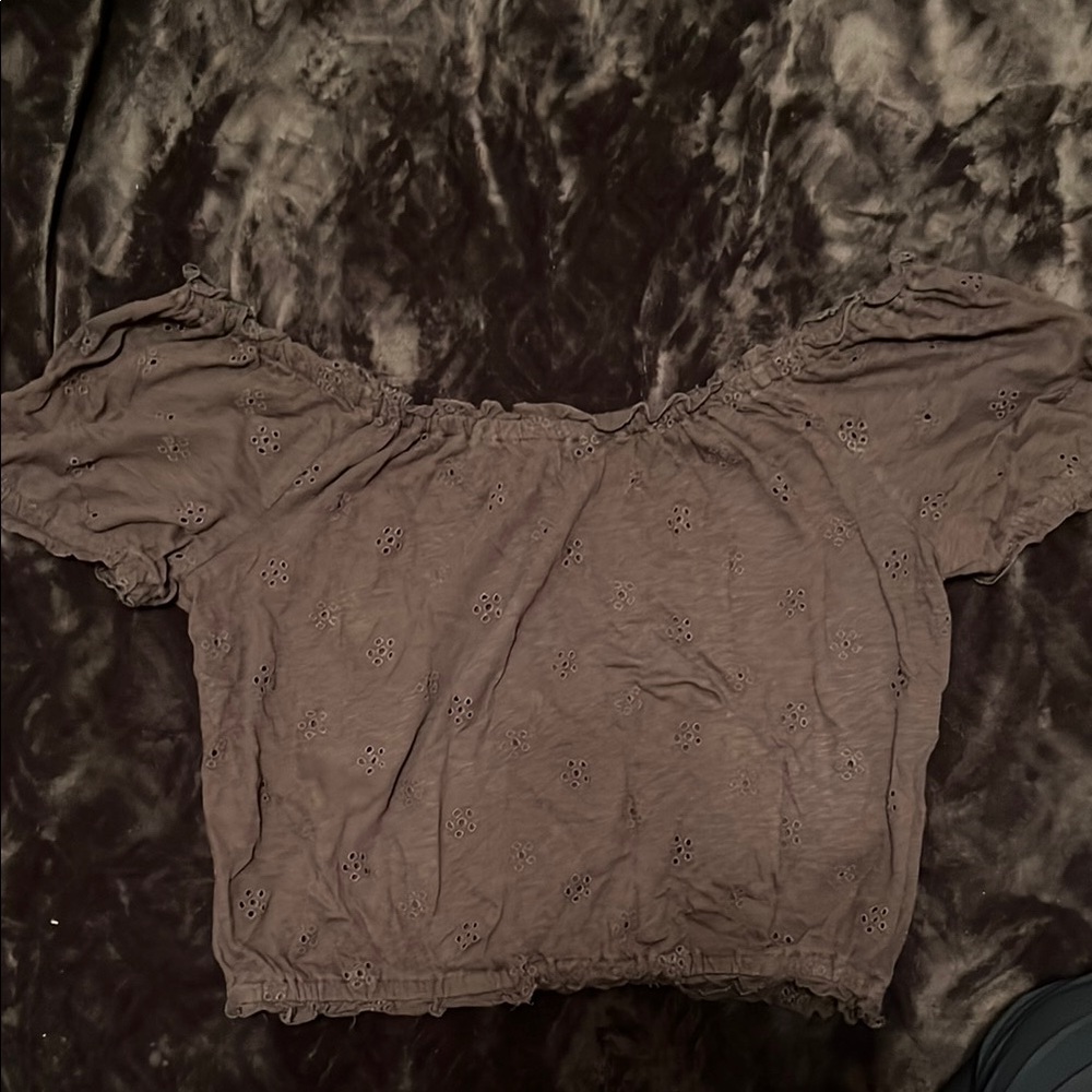 American Eagle Off-Shoulder Gray Top